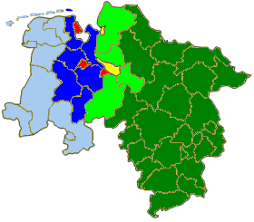 Niedersachsenkarte mit Landkreisen und kreisfreien Städten
